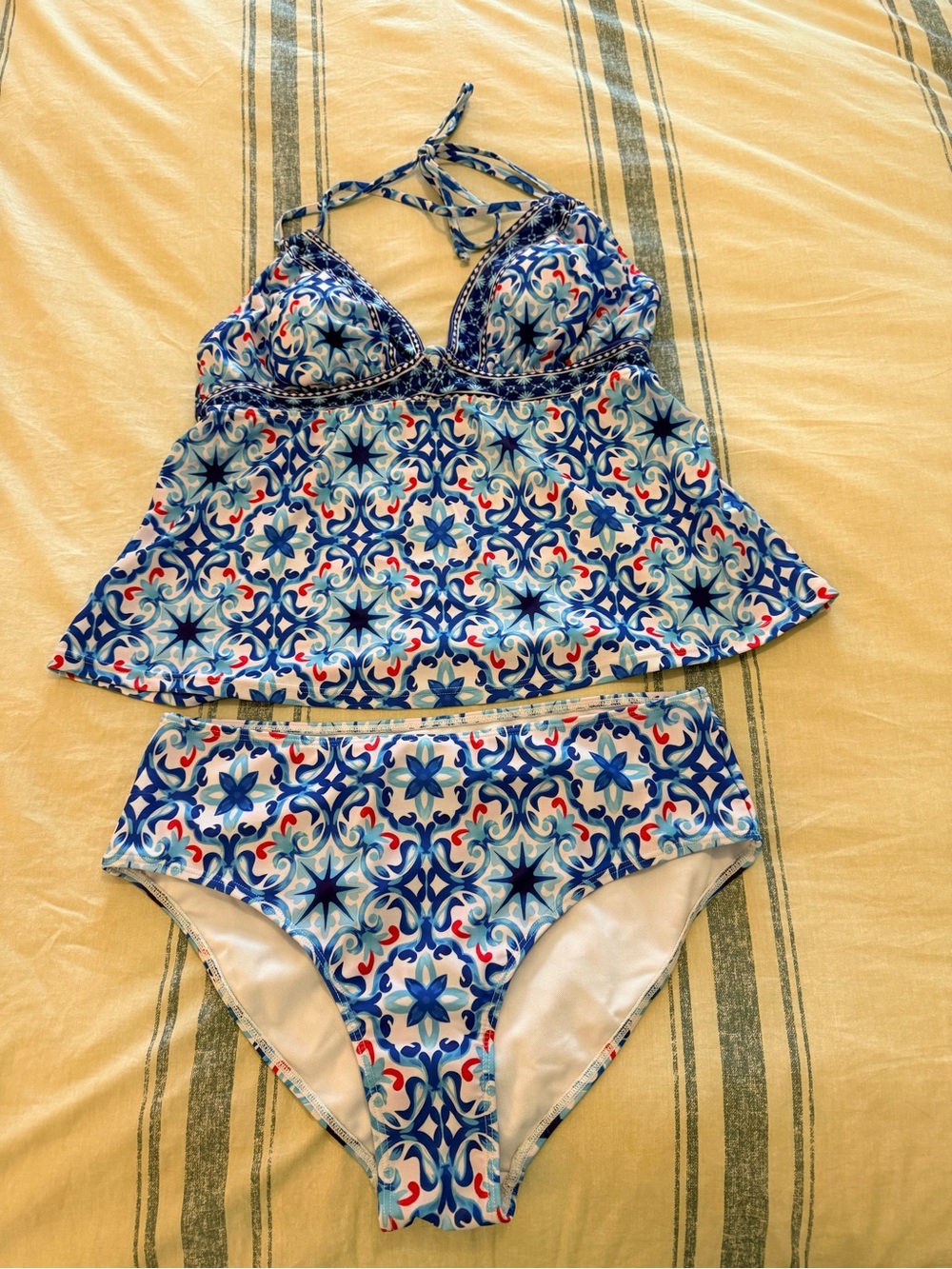 Blue Patterned Women's Tankini Set - Blue NWOT
